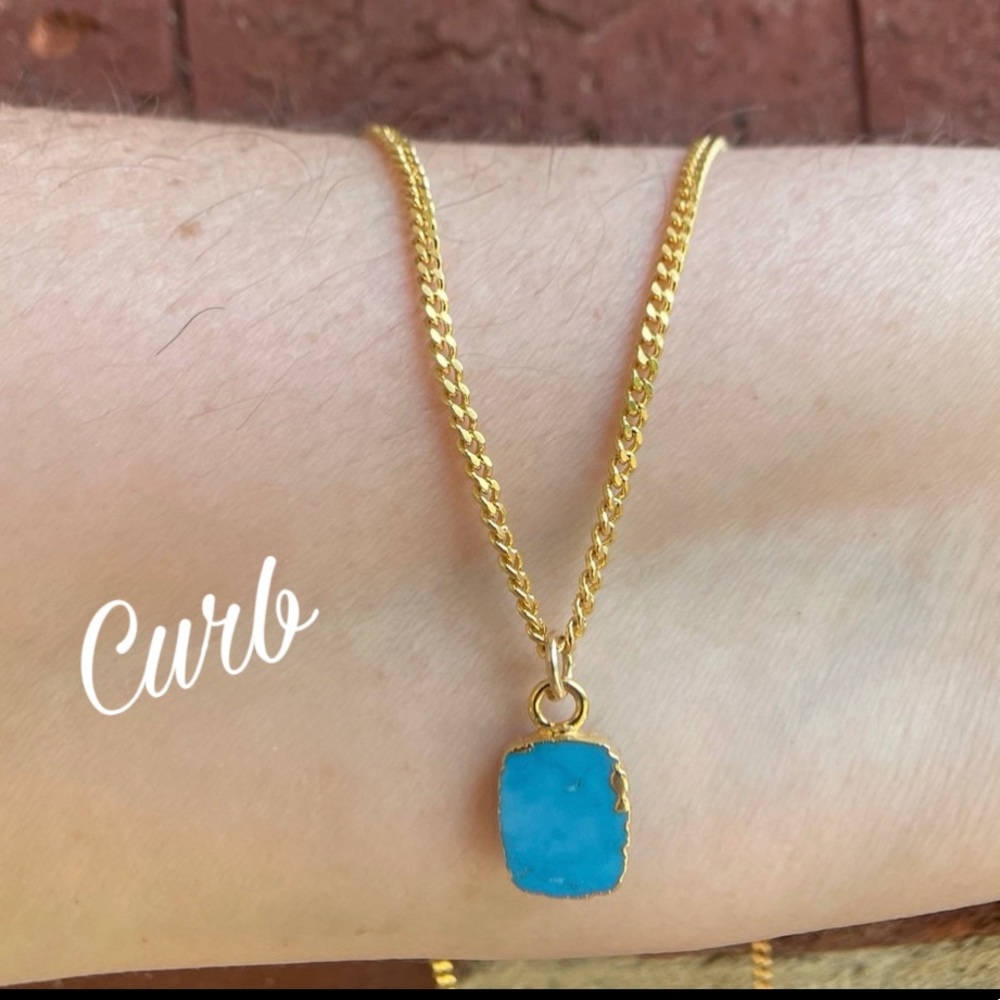✨Last 1! ✨14k Gold Turquoise Pendant Dainty Chain Necklace - Picture 7 of 16